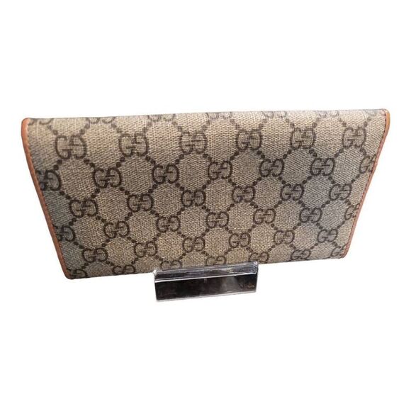 Gucci Coated Canvas Monogram Long Wallet with Pink Bow and Orange Interior EUC - Picture 5 of 12